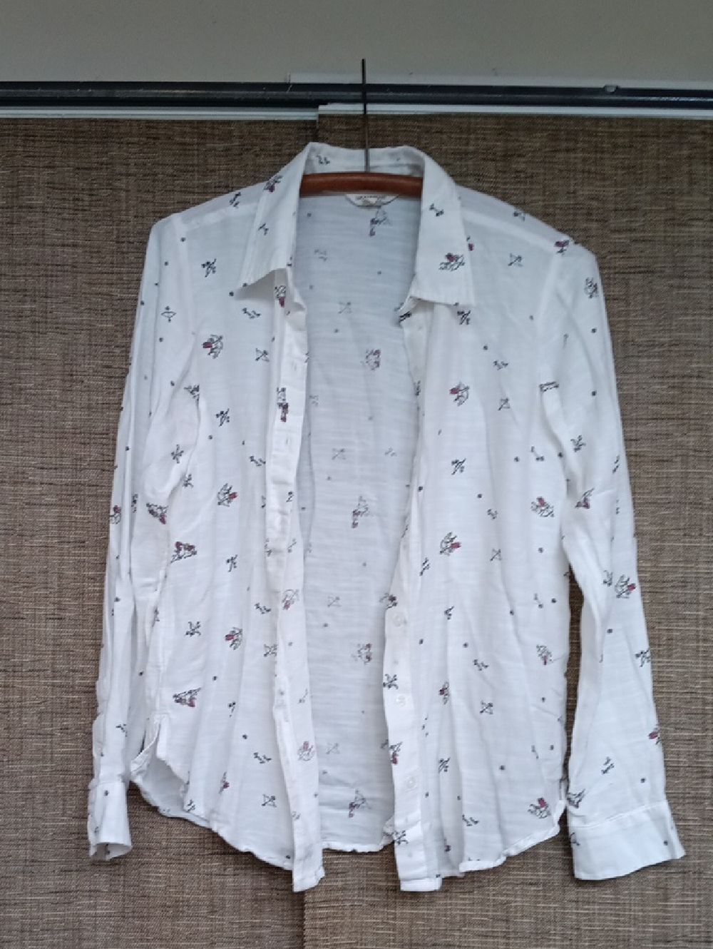 Lucky Brand Cupid Print Off White Button Down Shirt